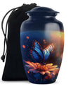 Bule Butterfly Urn For Mom - Sun Flower Cremation Urn For Ashes
