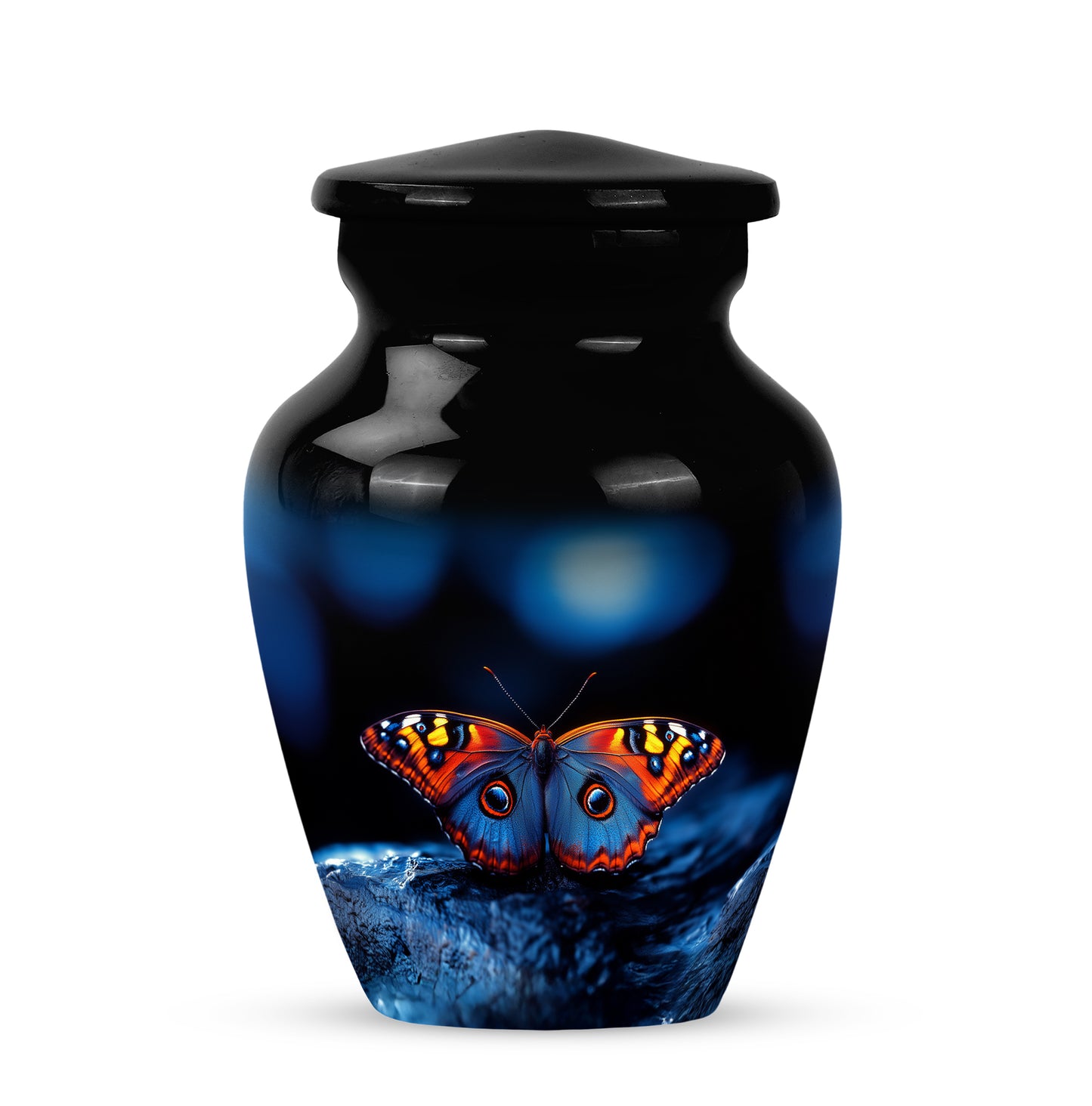 Harmonious Butterfly Cremation Urns for Human Ashes - Black 10-inch - Yatskia