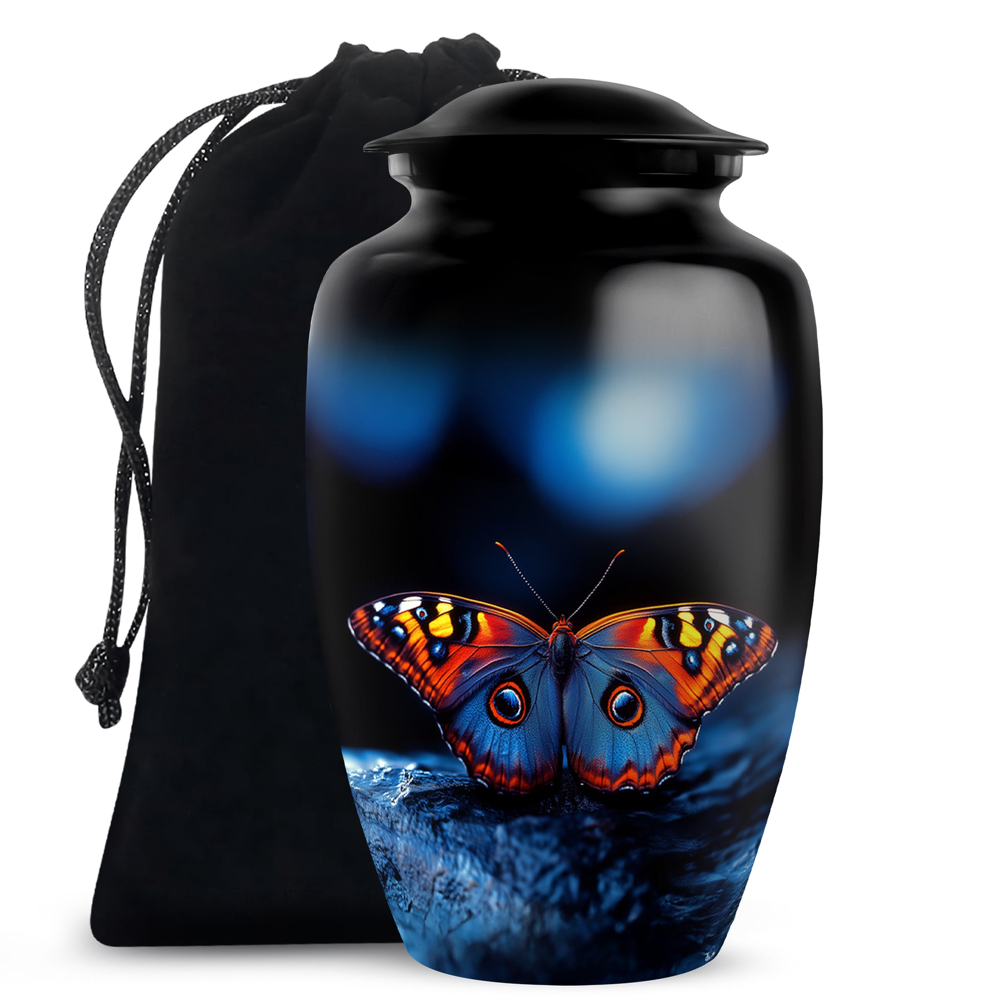 Unique Butterfly Funeral Ashes Urn - Blue Cremation Urn For Ashes