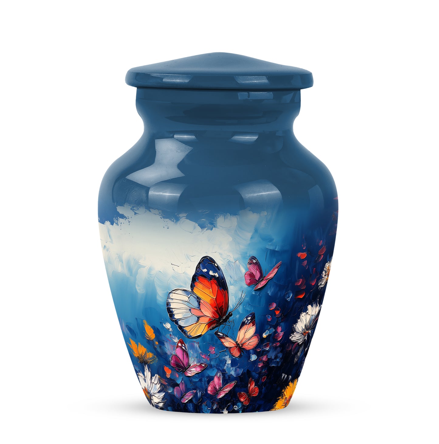 Blue Butterfly Cremation Urns - Enduring Treasure 10-inch, 200 cu in - Yatskia