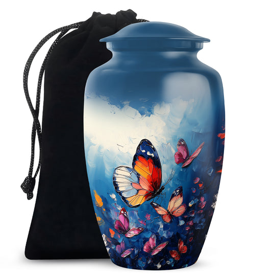 Butterflies Artwork Urn Memorial - Colorful Butterfly Urn for Funeral