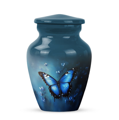 Personalized Elegant Butterfly Cremation Urns - Blue 10-inch, 200 cu in - Yatskia