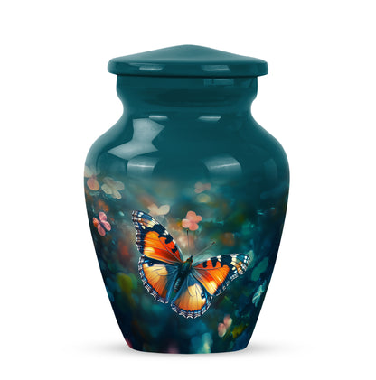 Personalized Refined Butterfly Cremation Urns - Teal 10-inch, 200 cu in - Yatskia