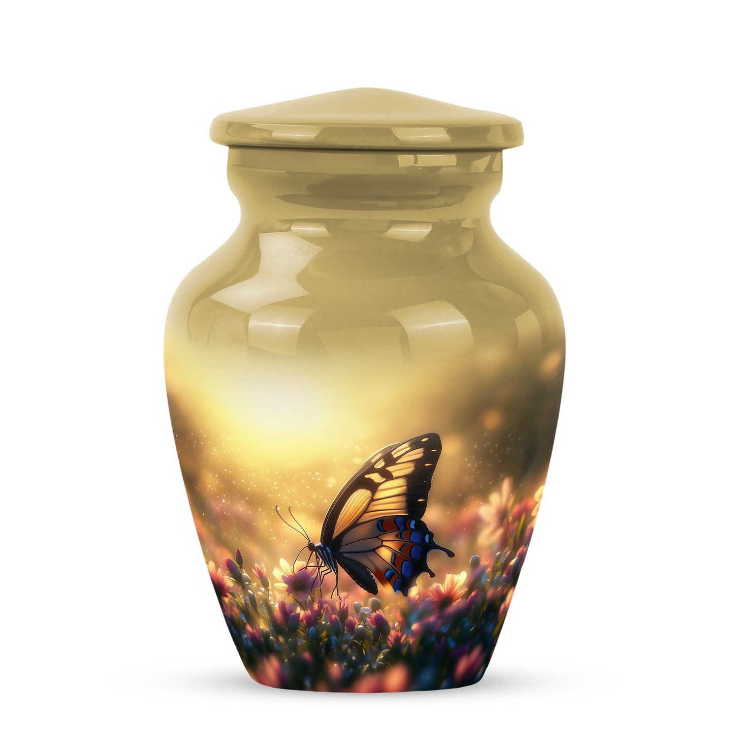 Illustrious Butterfly Memorial Cremation Urns - Gold 10-inch, 200 cu in - Yatskia