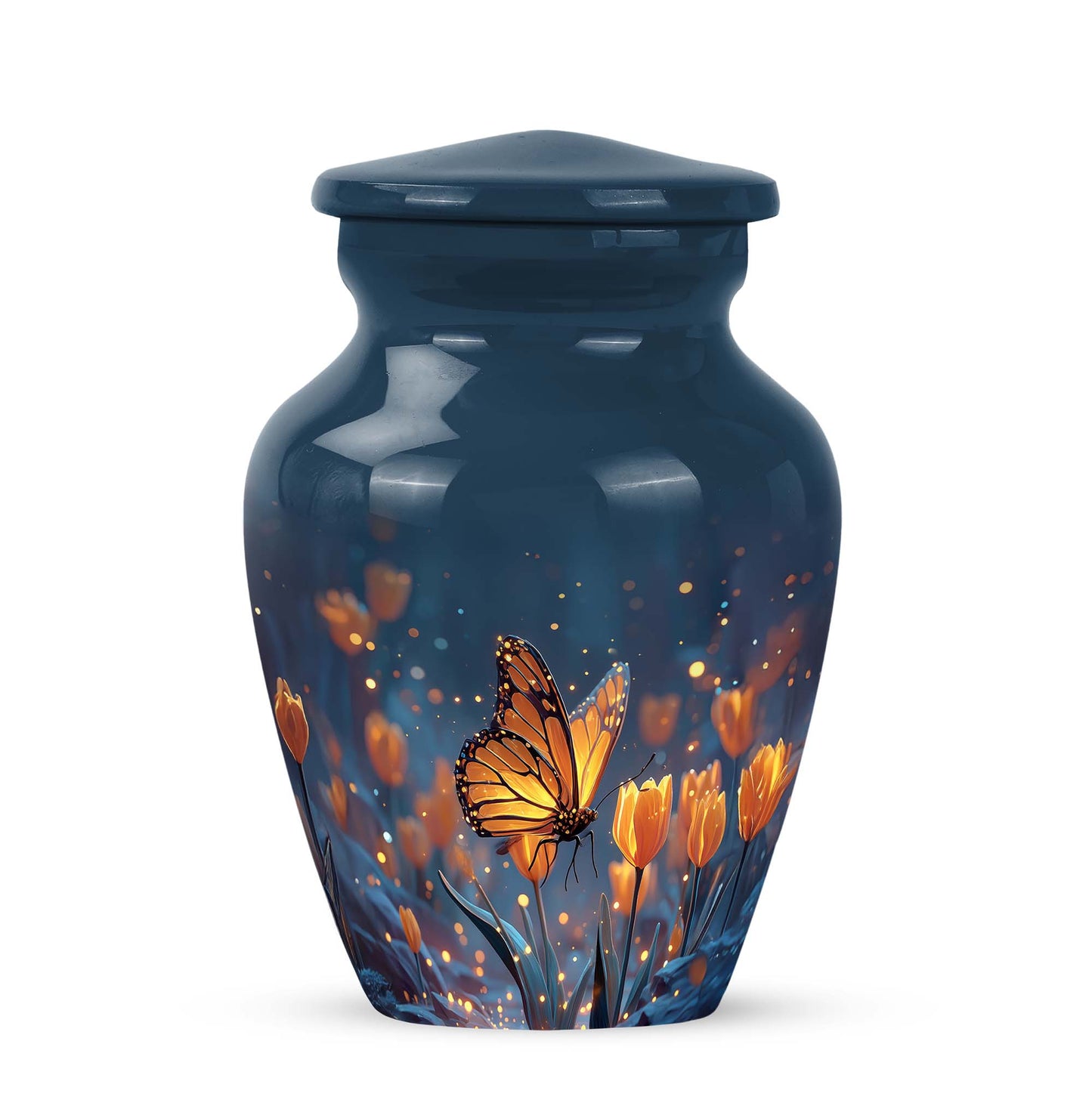 Blue Butterfly Haven Cremation Urns for Human Ashes - 10-inch, 200 cu in - Yatskia