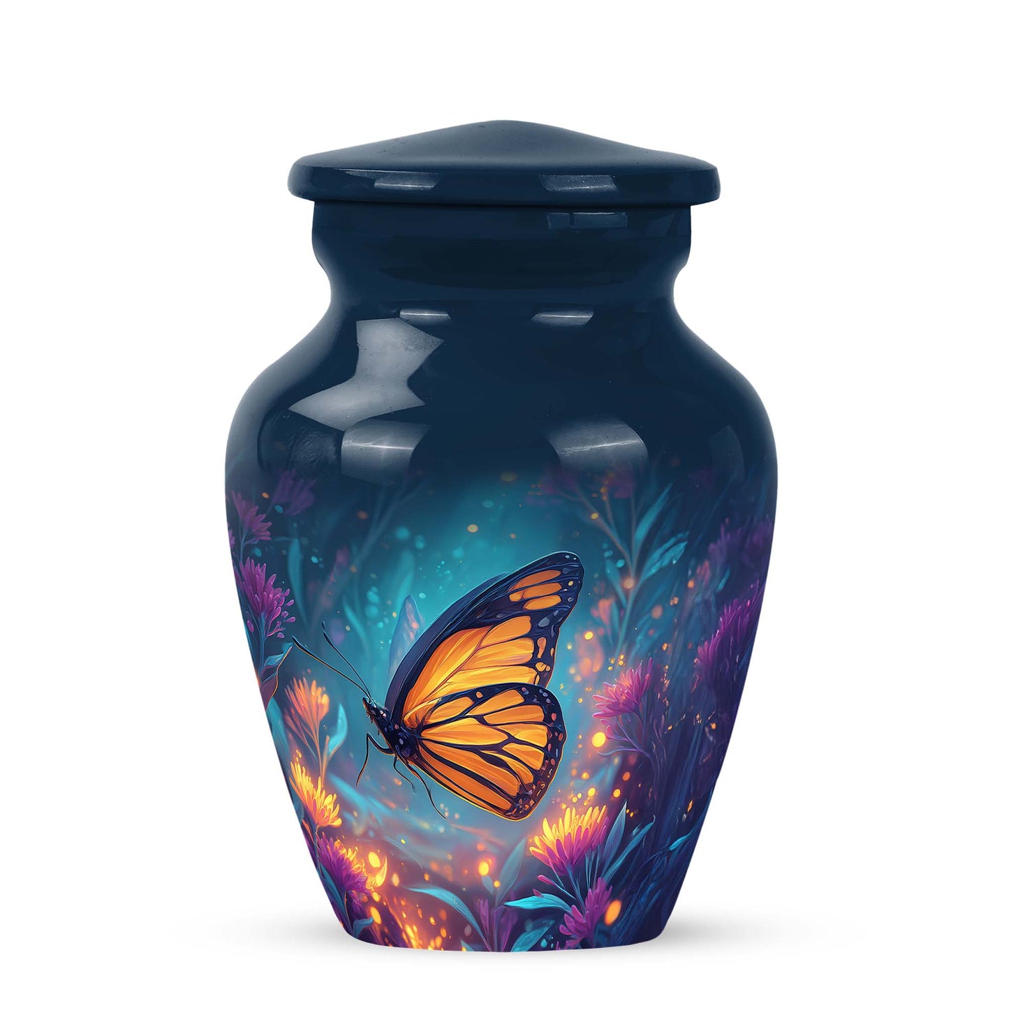 Dignified Blue Butterfly Cremation Urn for Ashes - 10-inch, 200 cu in - Yatskia