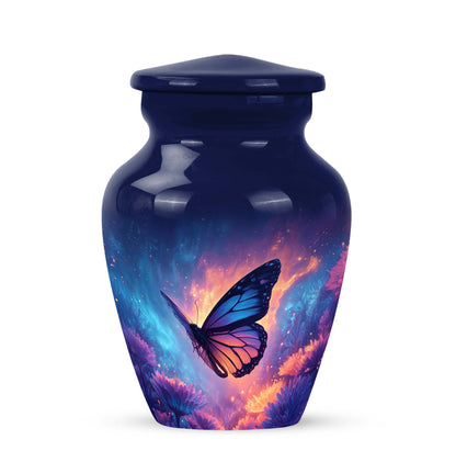 Inspiring Blue Butterfly Embrace Urn for Human Ashes - 10-inch, 200 cu in - Yatskia