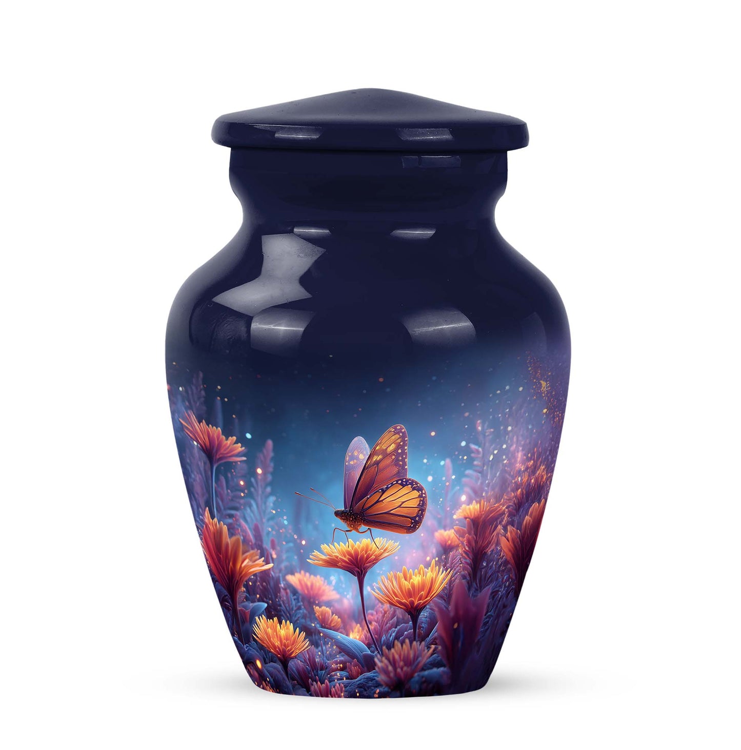 Personalized Elegant Butterfly Cremation Urns - Blue 10-inch, 200 cu in - Yatskia