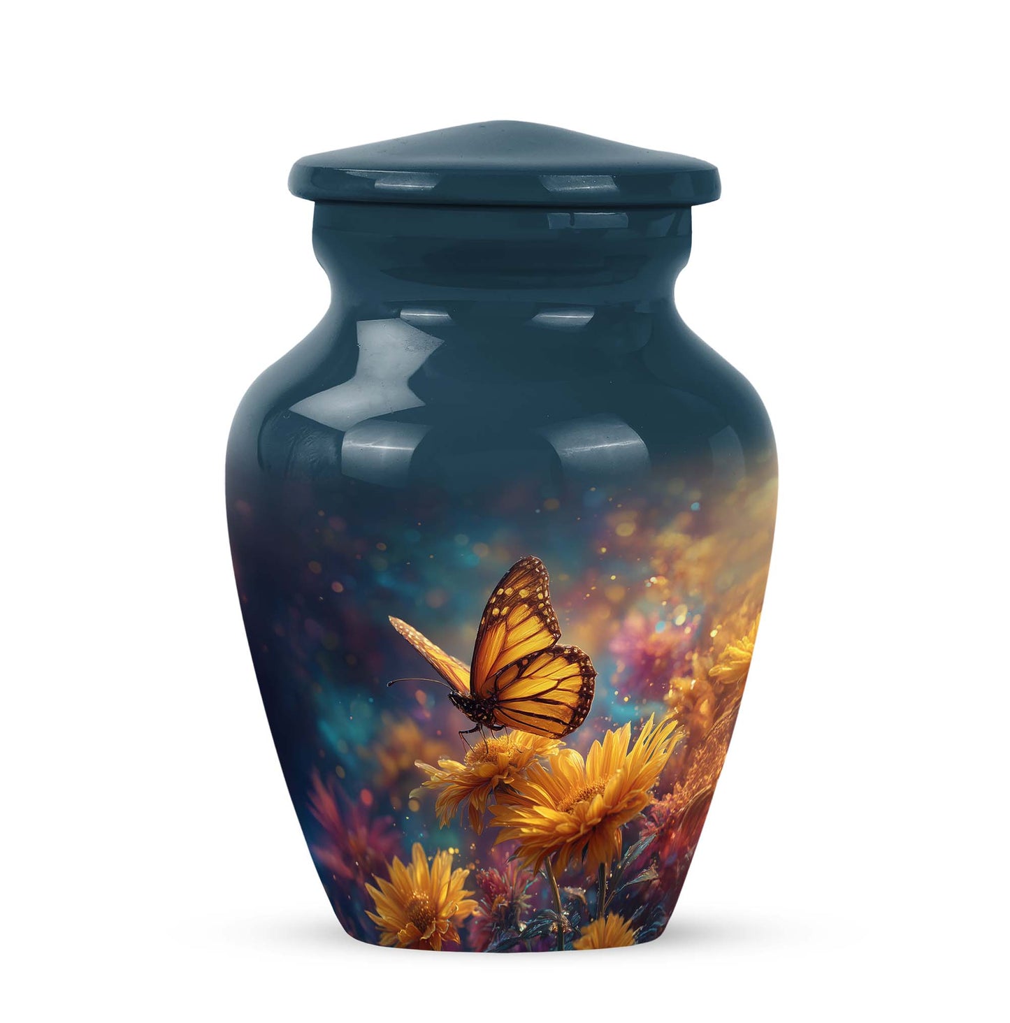 Blue Beloved Butterfly Cremation Urns for Human Ashes - 10-inch, 200 cu in - Yatskia