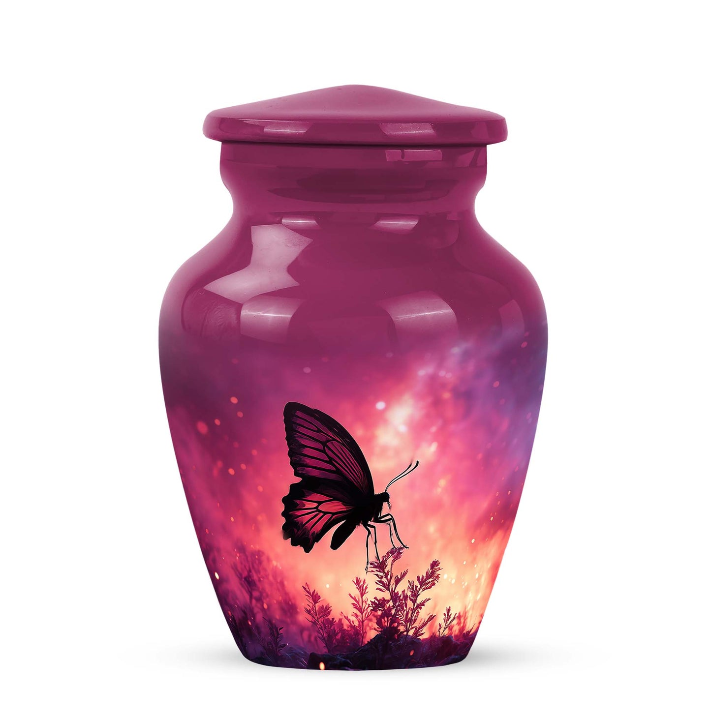 Pink Butterfly Cremation Urns - Imperial Testament 10-inch, 200 cu in - Yatskia