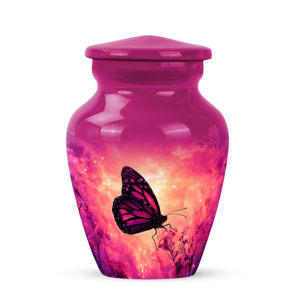 Personalized Elegant Butterfly Cremation Urns - Pink 10-inch, 200 cu in - Yatskia