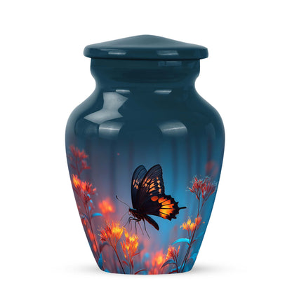 Distinguished Blue Butterfly Cremation Urn for Ashes - 10-inch, 200 cu in - Yatskia