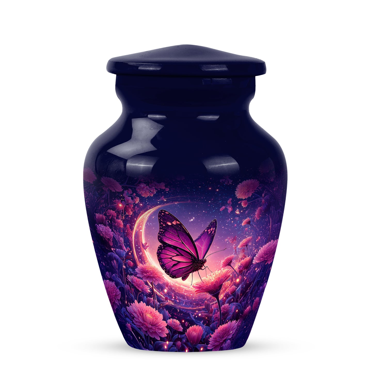 Personalized Blue Sovereign Butterfly Cremation Urns for Human Ashes - 10-inch, 200 cu in - Yatskia