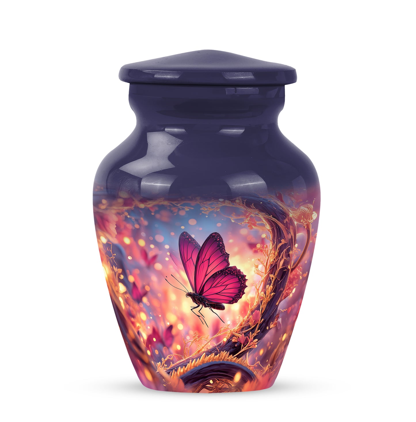 Blue Serene Butterfly Memorial Urn for Ashes - 10-inch, 200 cu in - Yatskia