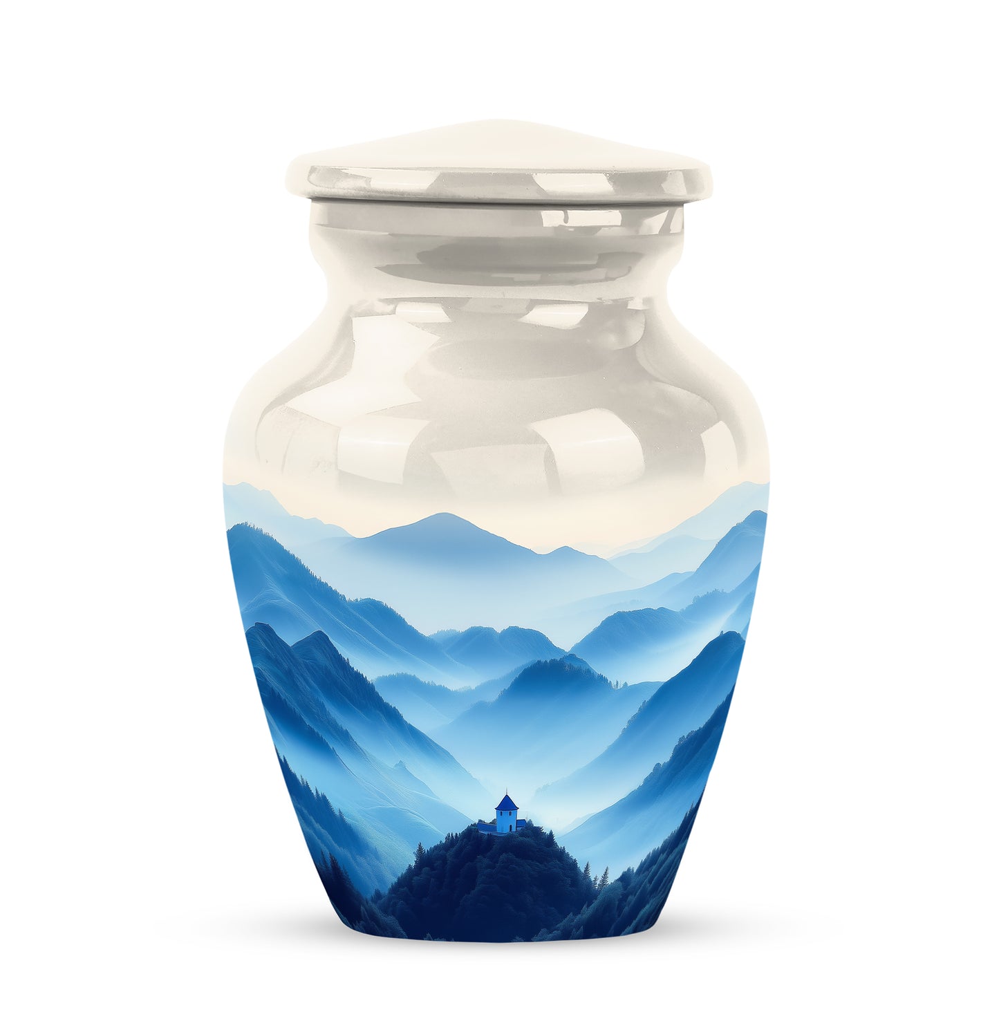 Silver Blue Comfort Cremation Urns for Human Ashes - 10-inch, 200 cu in - Yatskia