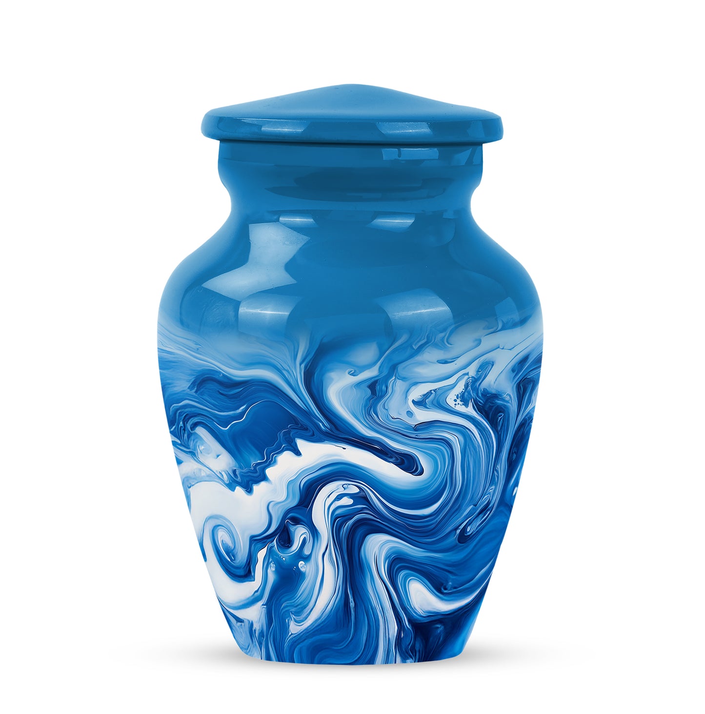 Radiant Blue Memorial Cremation Urns - Blue 10-inch, 200 cu in - Yatskia