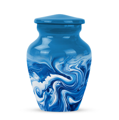 Radiant Blue Memorial Cremation Urns - Blue 10-inch, 200 cu in - Yatskia