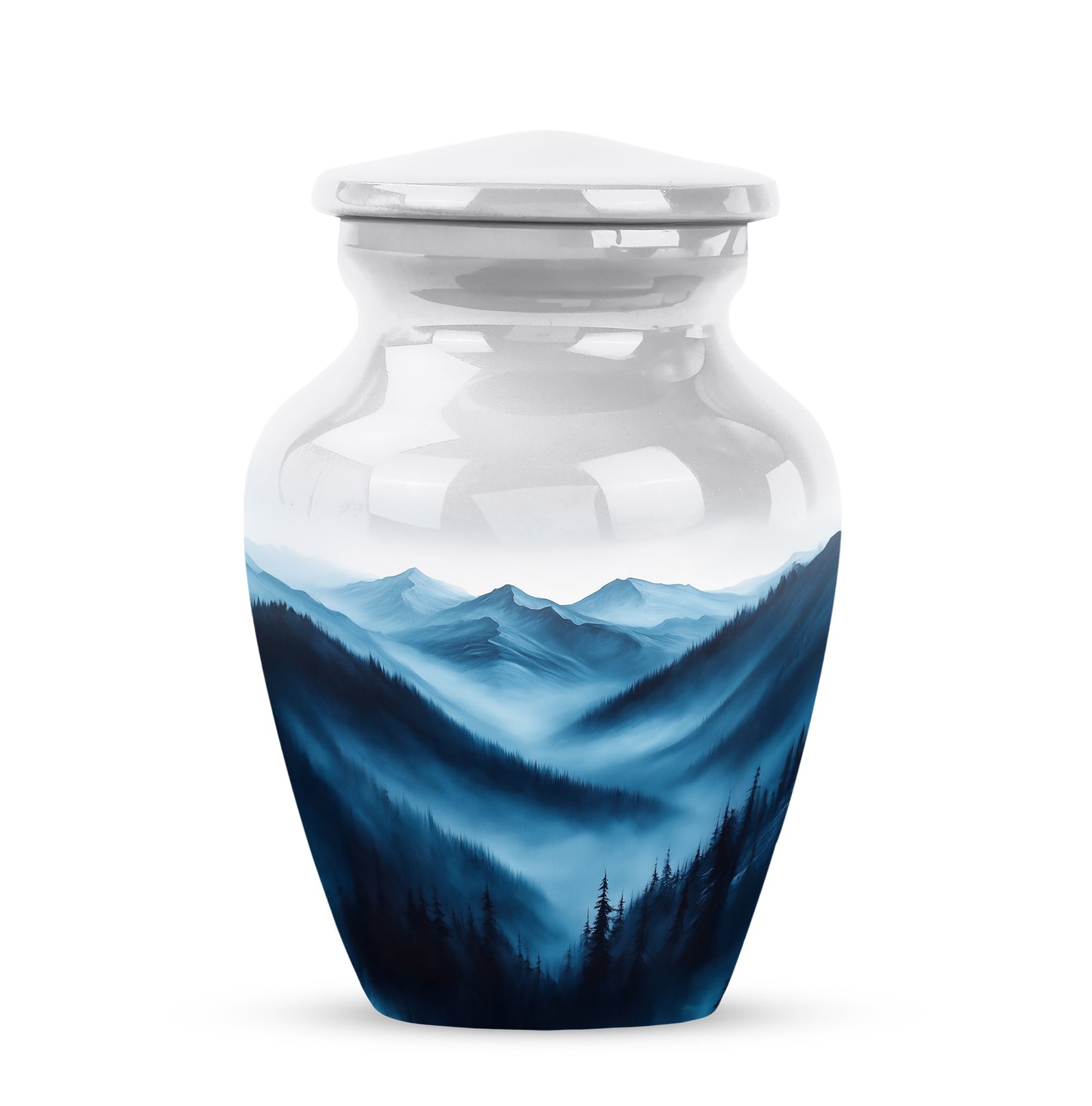 Ethereal Blue Memorial Cremation Urns - Silver 10-inch, 200 cu in - Yatskia
