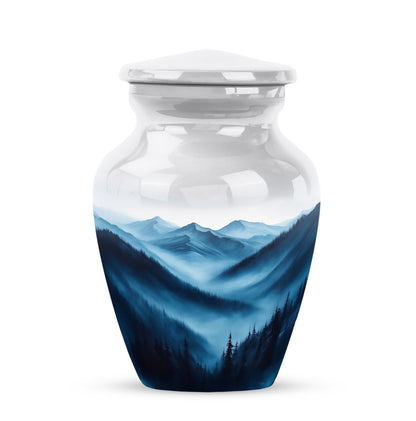 Ethereal Blue Memorial Cremation Urns - Silver 10-inch, 200 cu in - Yatskia