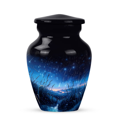 Personalized Black Cherished Blue Cremation Urns for Human Ashes - 10-inch, 200 cu in - Yatskia