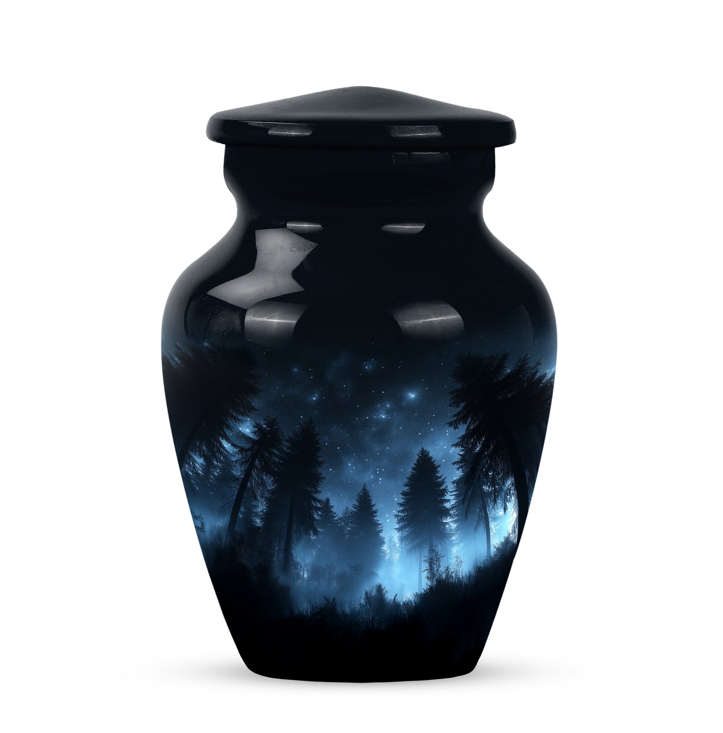 Black Exquisite Blue Memorial Urn for Ashes - 10-inch, 200 cu in - Yatskia