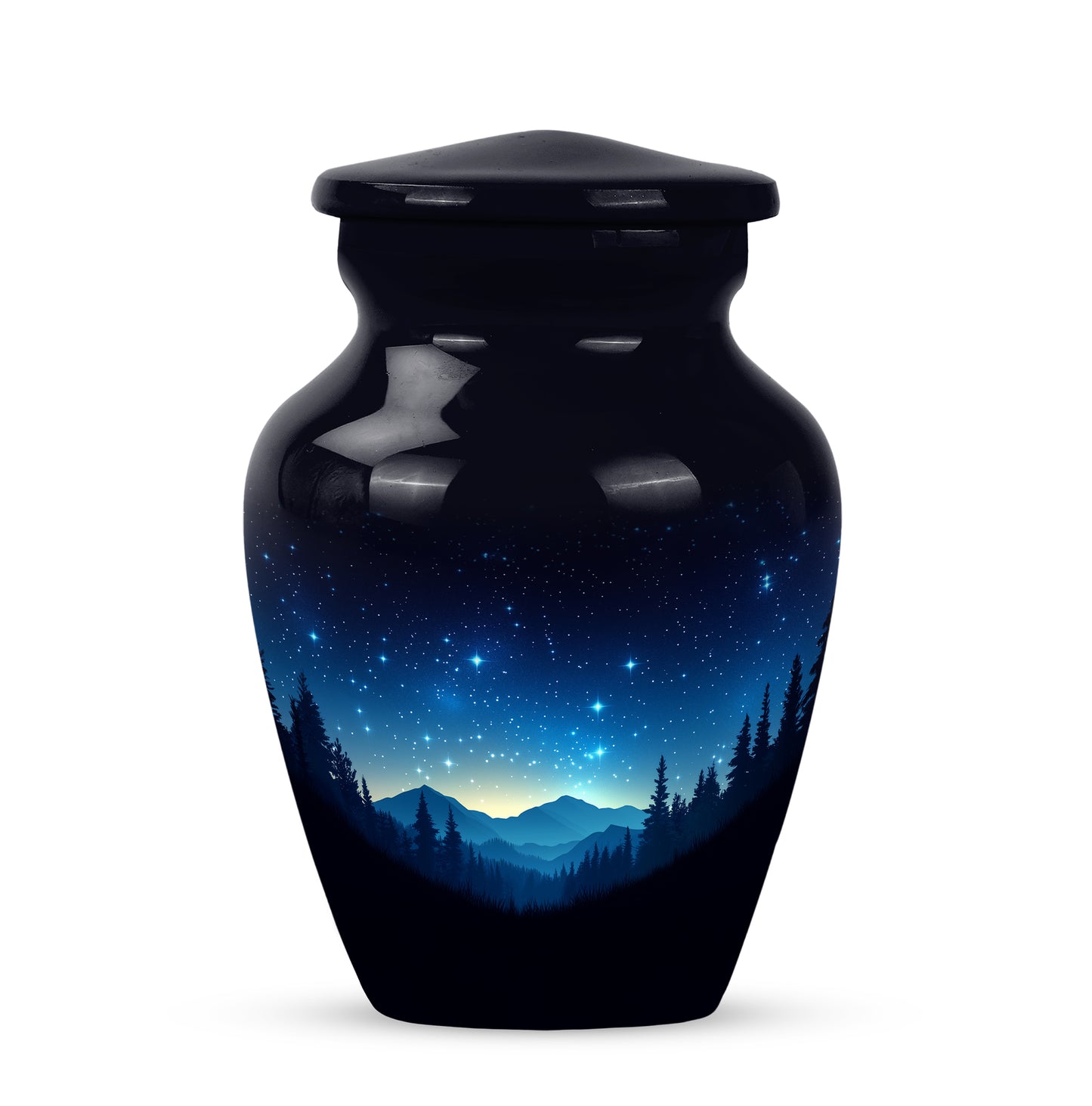 Divine Black Blue Cremation Urn for Ashes - 10-inch, 200 cu in - Yatskia