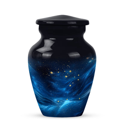 Personalized Refined Blue Cremation Urns - Black 10-inch, 200 cu in - Yatskia