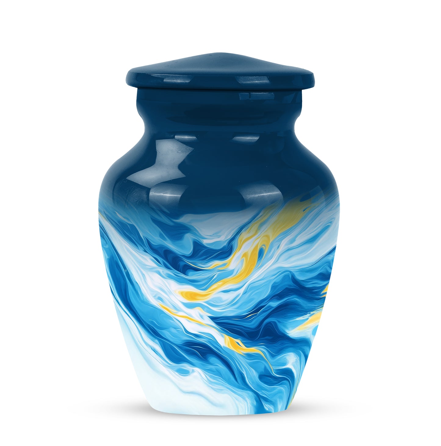 Luminous Blue Blue Blessing Urn for Human Ashes - 10-inch, 200 cu in - Yatskia