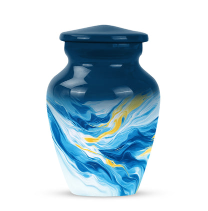 Luminous Blue Blue Blessing Urn for Human Ashes - 10-inch, 200 cu in - Yatskia