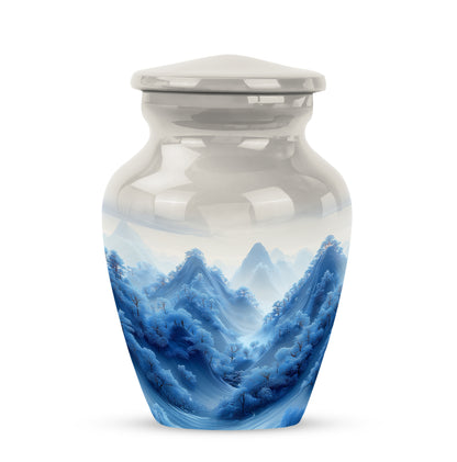 Sublime Blue Cremation Urns for Human Ashes - Silver 10-inch - Yatskia