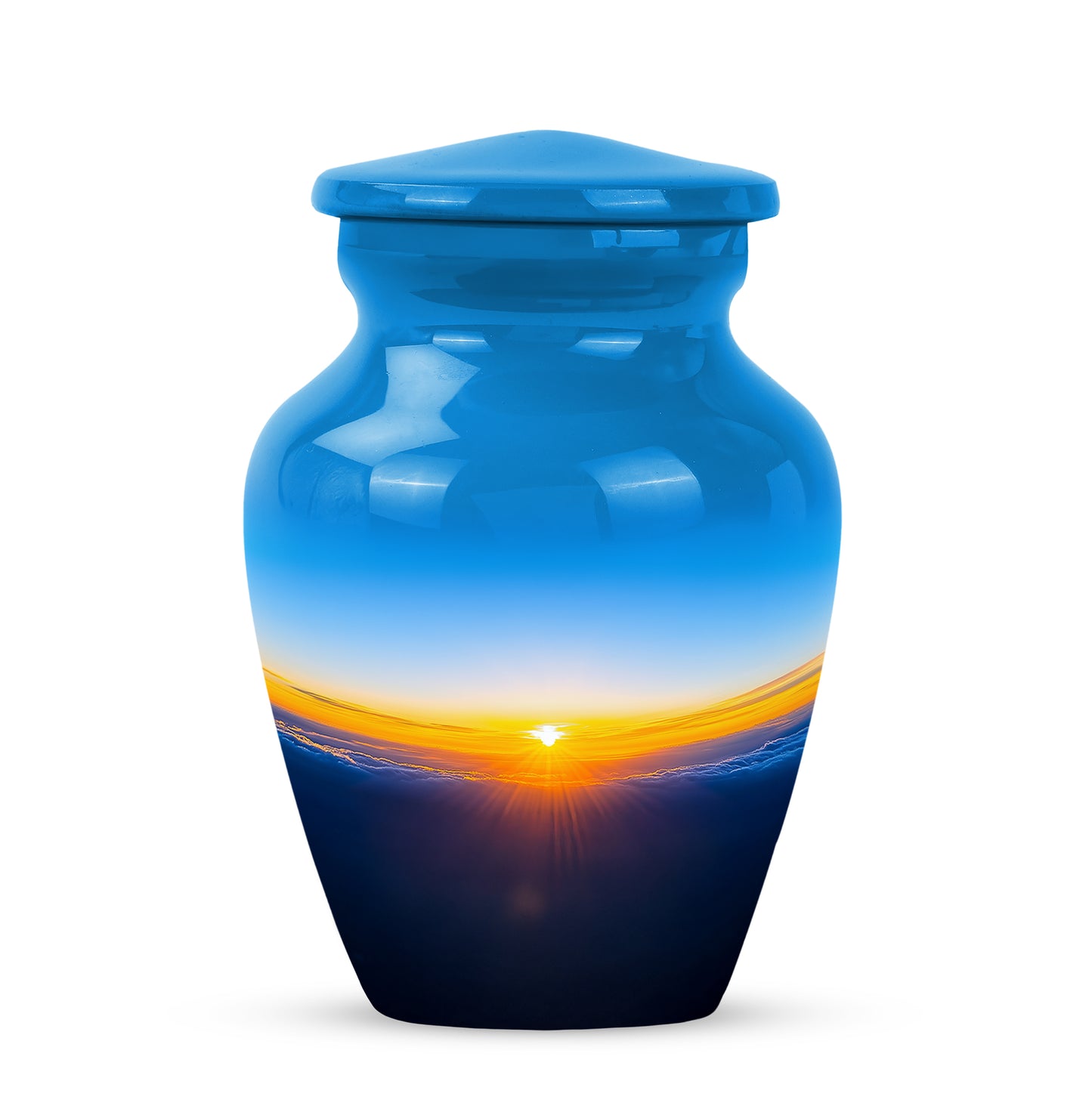 Blue Resounding Blue Memorial Urn for Ashes - 10-inch, 200 cu in - Yatskia