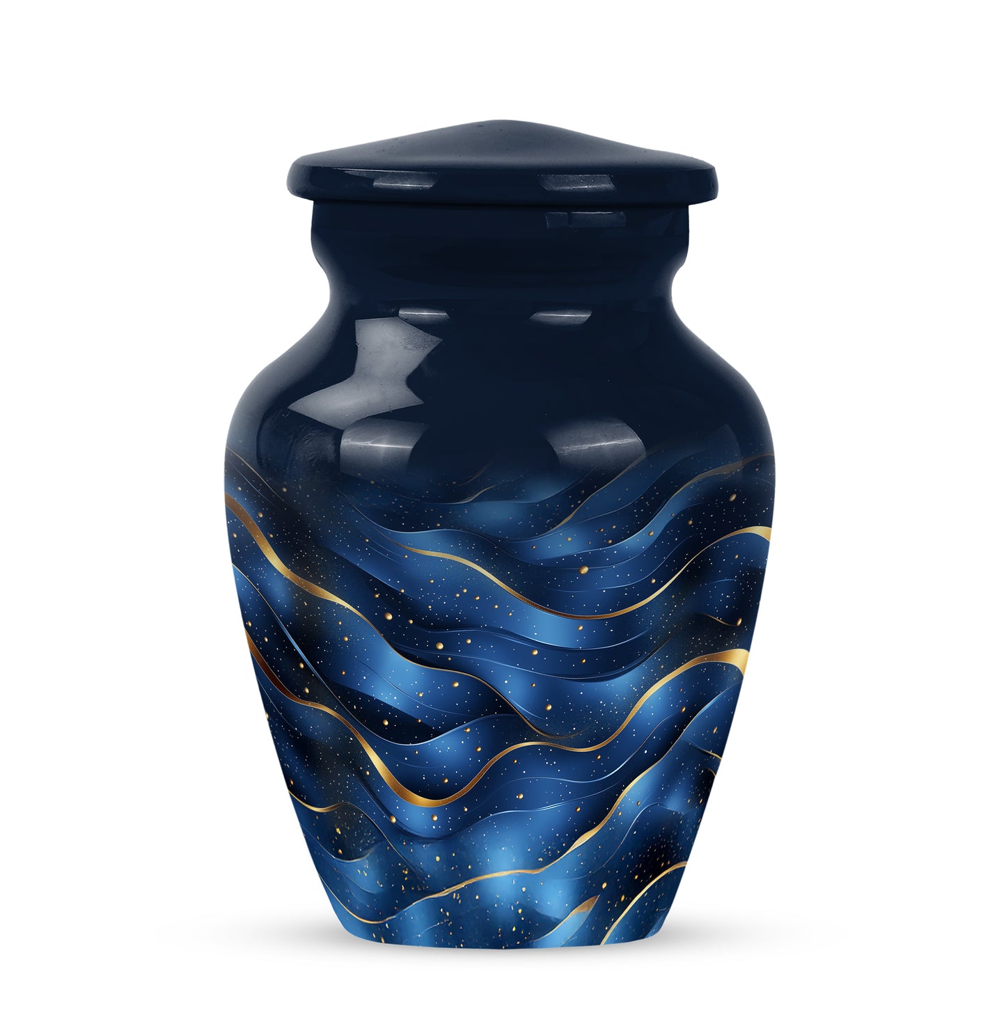 Resplendent Blue Blue Cremation Urn for Ashes - 10-inch, 200 cu in - Yatskia
