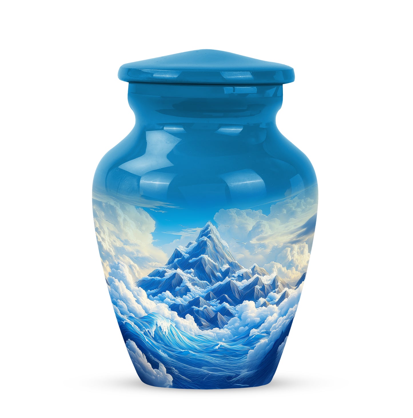 Resplendent Blue Blue Cremation Urn for Ashes - 10-inch, 200 cu in - Yatskia