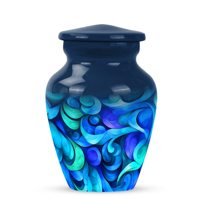 Dignified Blue Blue Cremation Urn for Ashes - 10-inch, 200 cu in - Yatskia