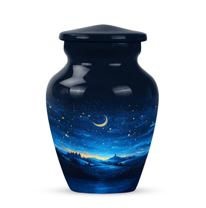 Dignified Blue Blue Cremation Urn for Ashes - 10-inch, 200 cu in - Yatskia