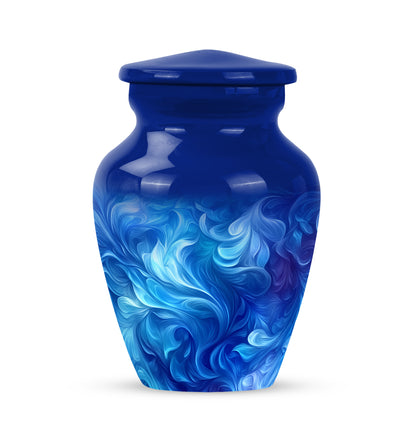 Personalized Blue Cremation Urns - Wondrous Blue 10-inch, 200 cu in - Yatskia