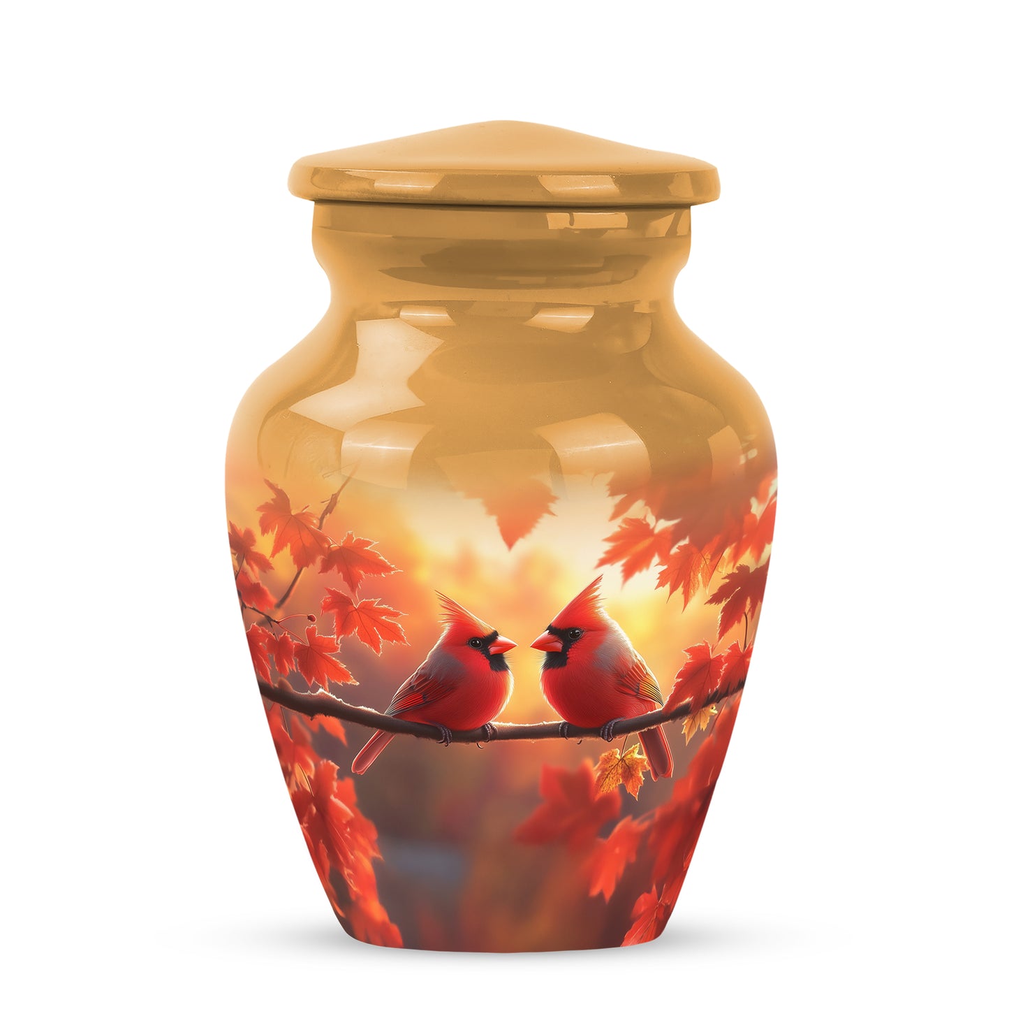 Everlasting Gold Cardinal Treasure Urn for Human Ashes - 10-inch, 200 cu in - Yatskia