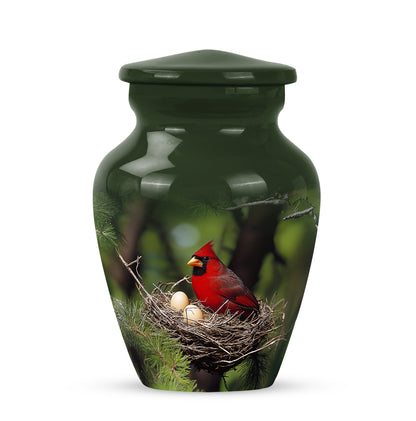 Green Cardinal Cremation Urns - Imperial Celebration 10-inch, 200 cu in - Yatskia