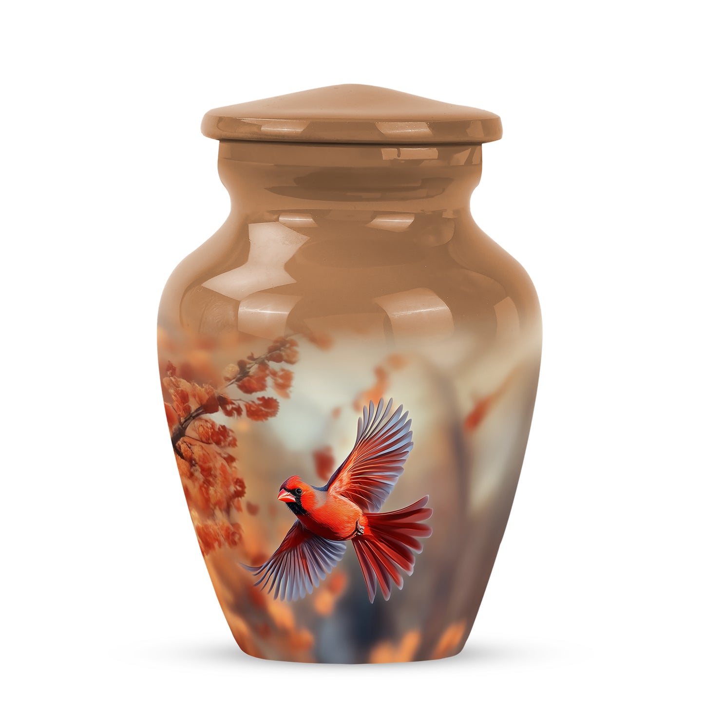 Distinguished Gold Cardinal Cremation Urn for Ashes - 10-inch, 200 cu in - Yatskia