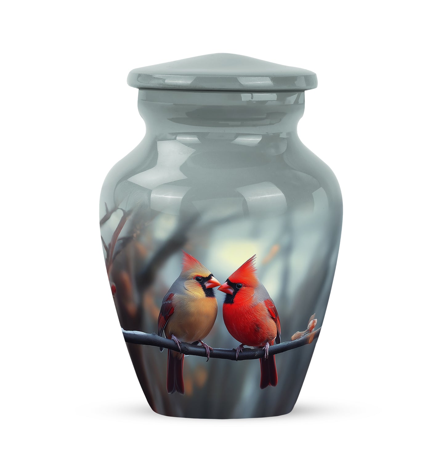 Gray Cardinal Cremation Urns - Honored Embrace 10-inch, 200 cu in - Yatskia