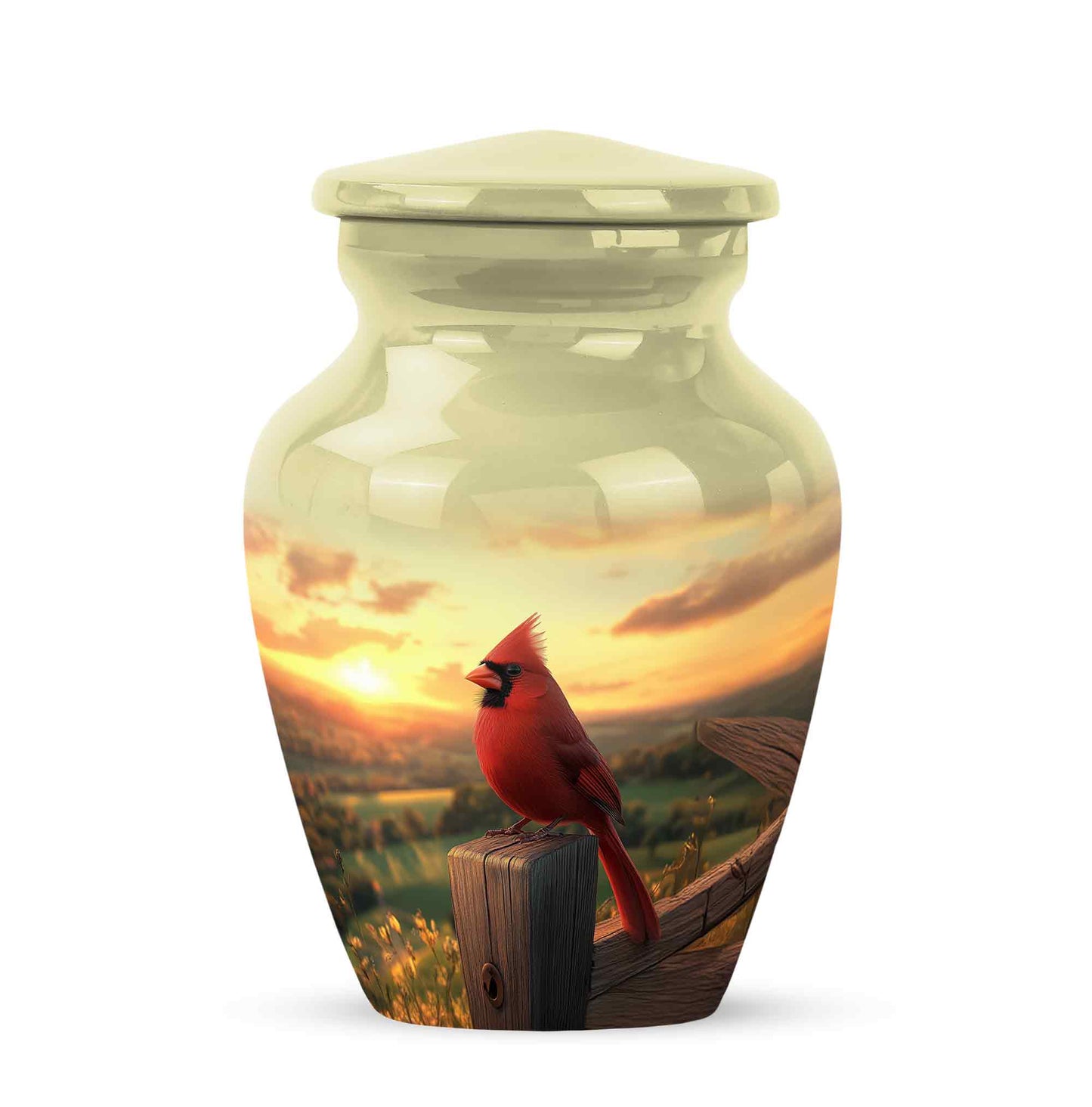 Gold Cardinal Cremation Urns - Enduring Dedication 10-inch, 200 cu in - Yatskia