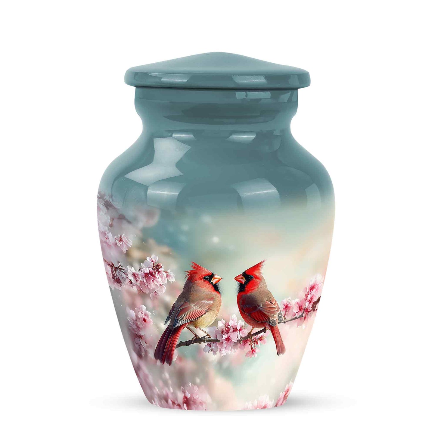 Teal Cardinal Promise Cremation Urns for Human Ashes - 10-inch, 200 cu in - Yatskia