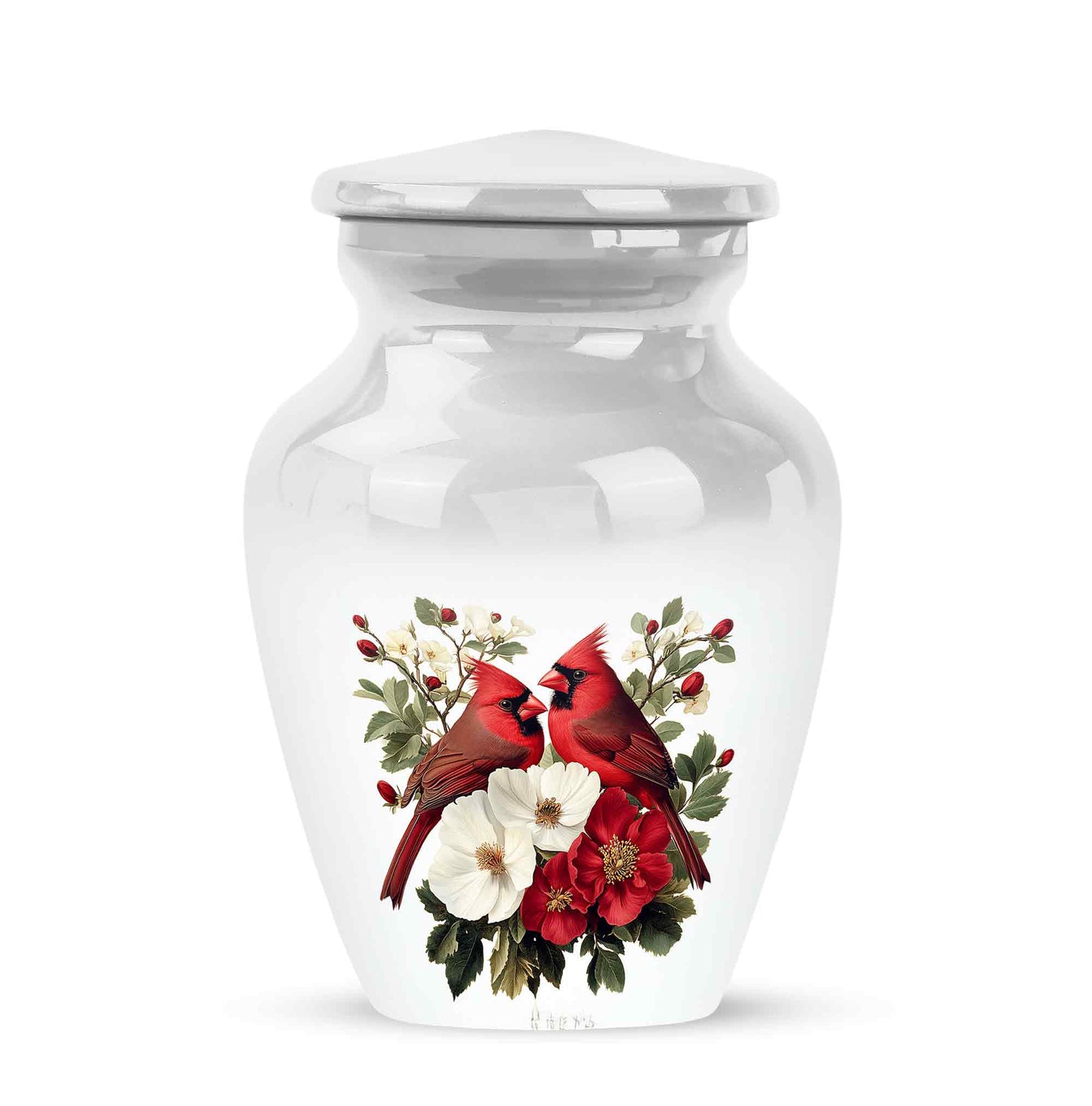 Personalized Silver Cardinal Cremation Urns for Ashes - Transcendent 10-inch - Yatskia