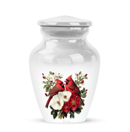 Personalized Silver Cardinal Cremation Urns for Ashes - Transcendent 10-inch - Yatskia