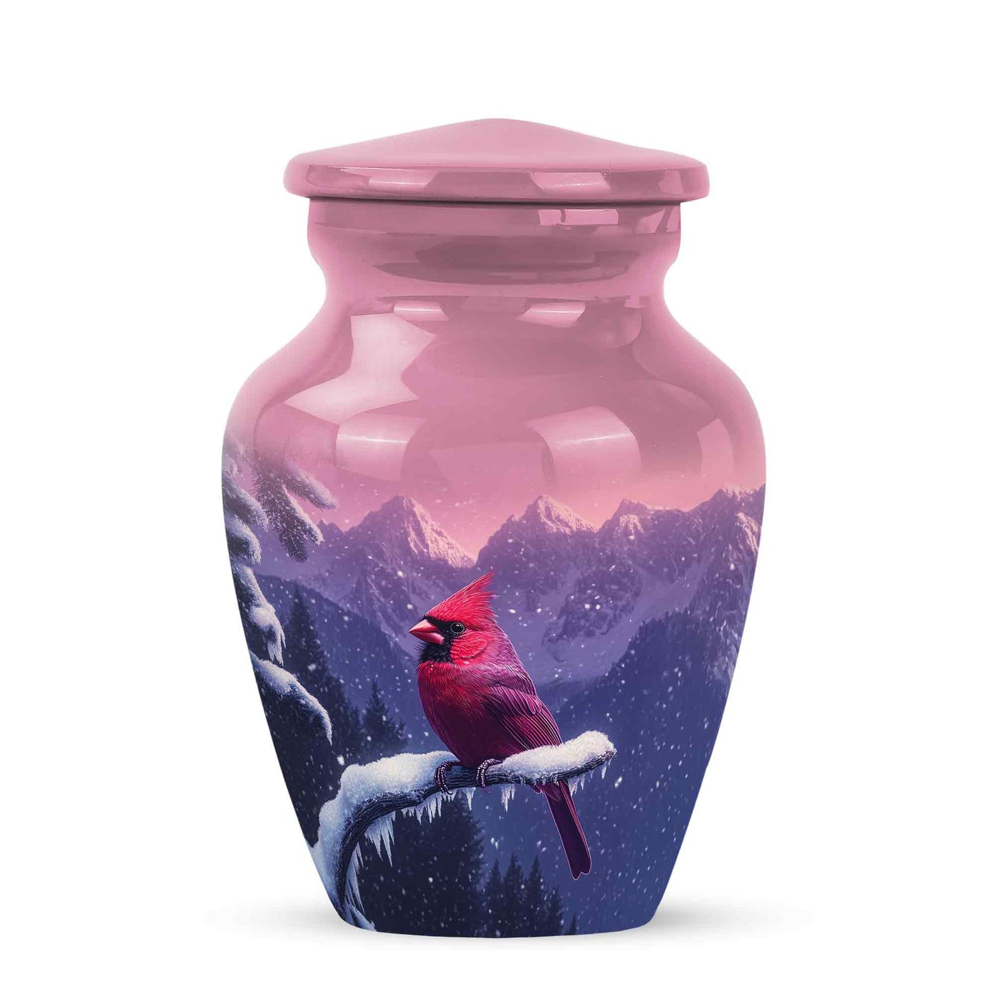 Personalized Cardinal Cremation Urns - Eminent Pink 10-inch, 200 cu in - Yatskia