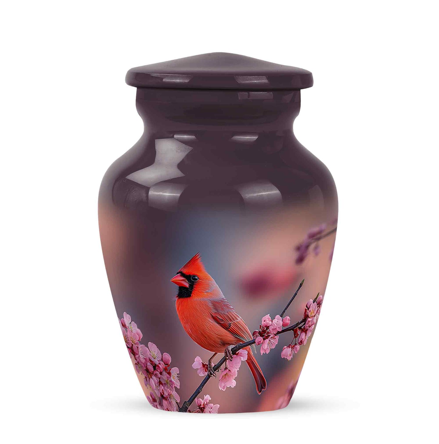 Personalized Pink Sovereign Cardinal Cremation Urns for Human Ashes - 10-inch, 200 cu in - Yatskia