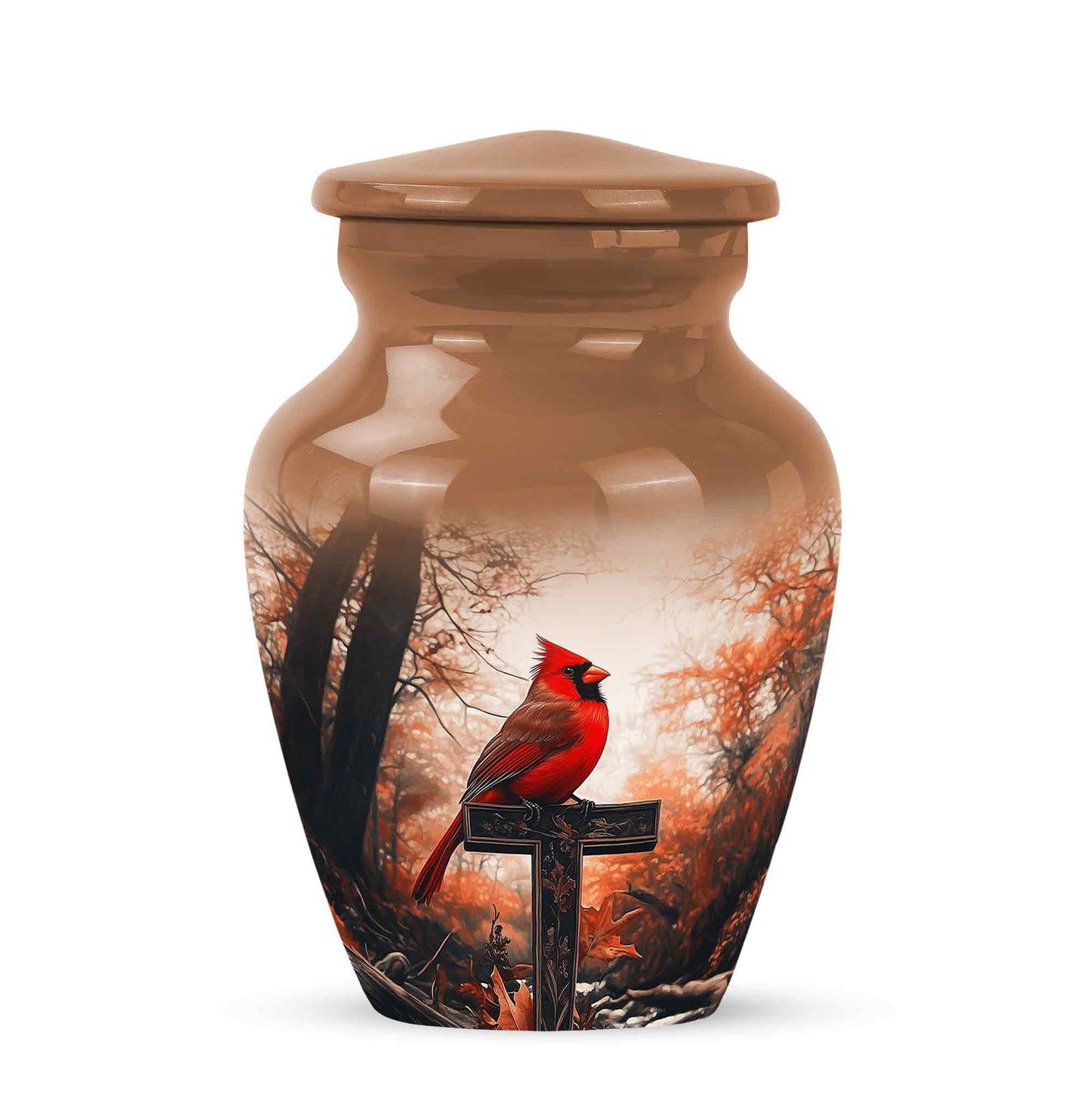 Gold Cardinal Sanctuary Cremation Urns for Human Ashes - 10-inch, 200 cu in - Yatskia