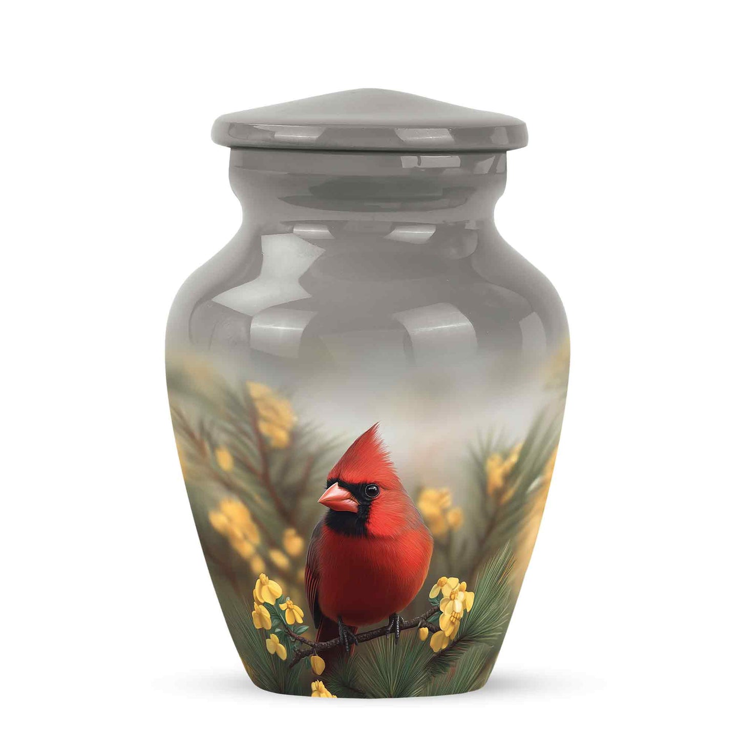 Personalized Cardinal Cremation Urns - Wondrous Gray 10-inch, 200 cu in - Yatskia