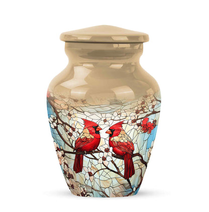 Gold Exquisite Cardinal Memorial Urn for Ashes - 10-inch, 200 cu in - Yatskia