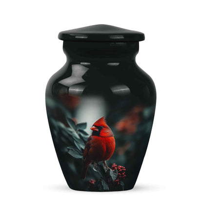 Black Breathtaking Cardinal Memorial Urn for Ashes - 10-inch, 200 cu in - Yatskia